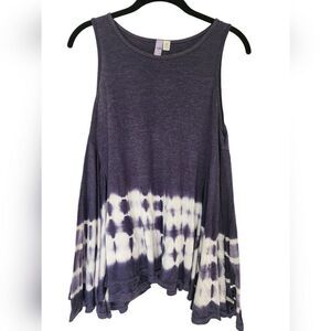 ALYA women's tank top, Navy blue/white Tie-Dye dipped, Size M, Flowy